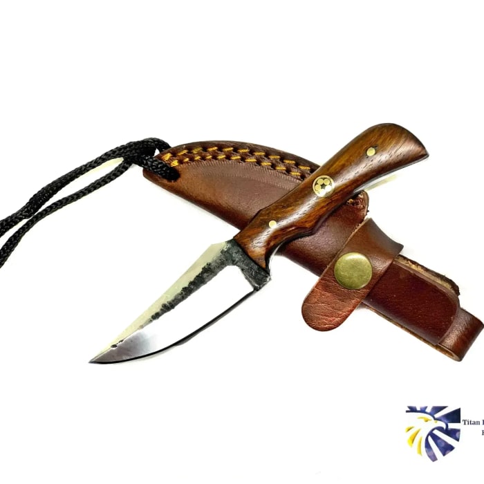 E3 Carbon 1080 Neck Knife with Forged Scales, Mini /Rosewood