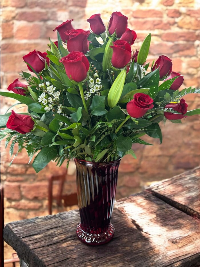 Valentine's Day 24 Rose with Oriental Lilies