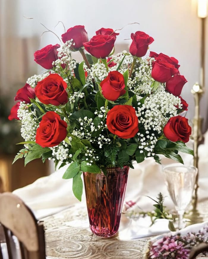 Valentine's Day Two Dozen Rose Vase