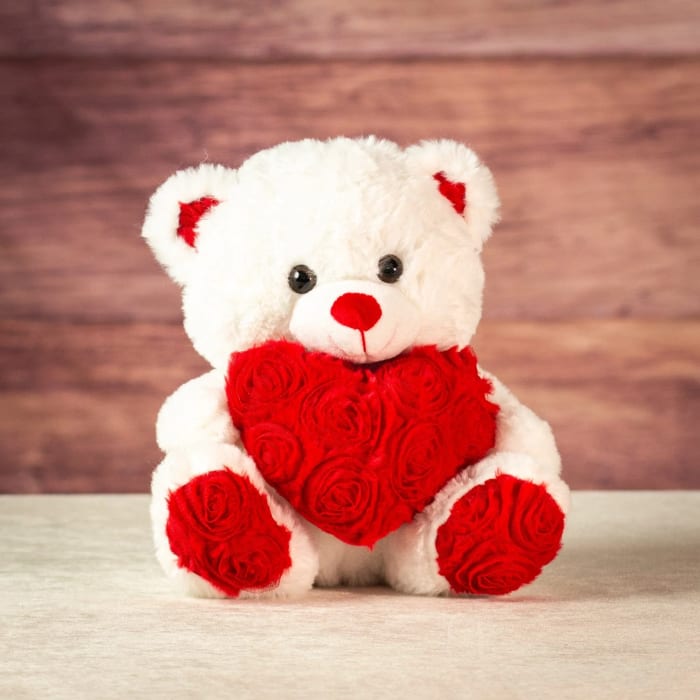 10" Sitting Rosy Heart Bear