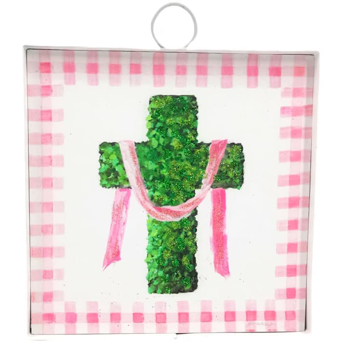 Mini Gallery Pink Boxwood Cross