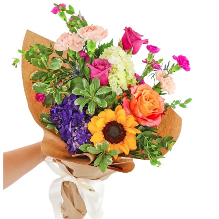 COLORFULL BLOOMS WRAPPED BOUQUET