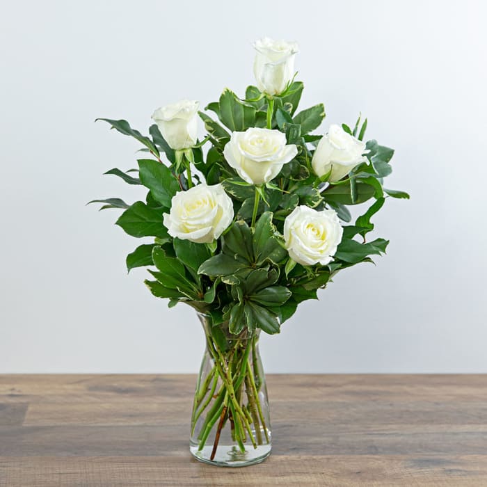 HALF DOZEN WHITE ROSES