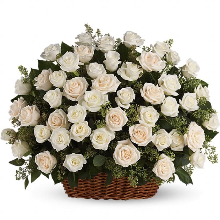BOUNTIFUL WHITE ROSE BASKET