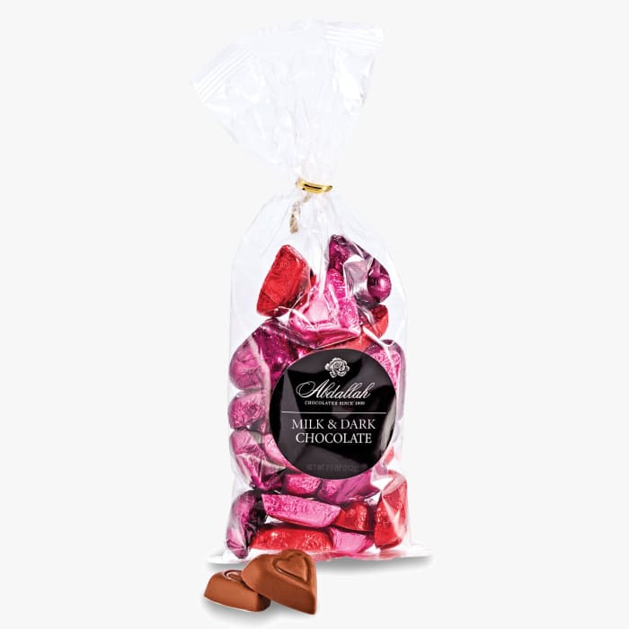 Abdallah 7.5 oz bag Milk & Dk Chocolate Foil Hearts