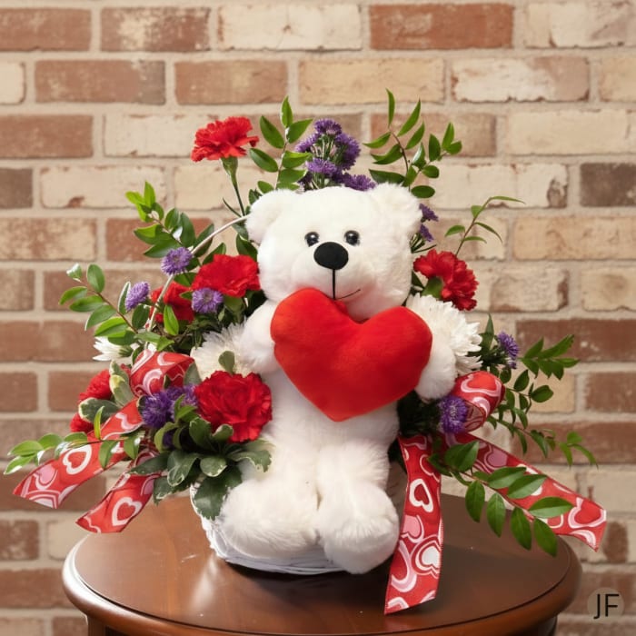 Sweetheart Blooms & Bear Basket