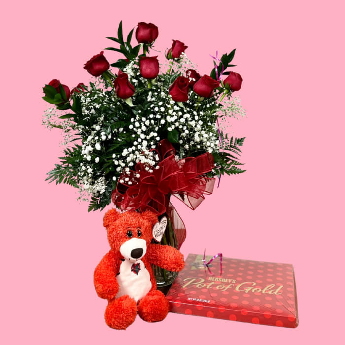 Grand Rose Bundle - ROSES - BEAR - CHOCOLATES
