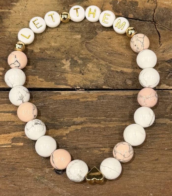 Howlite and Pink Howlite Let Them Bracelet