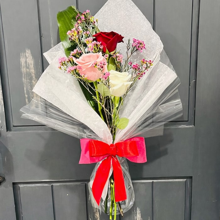 Triple Valentine Rose Wrapped