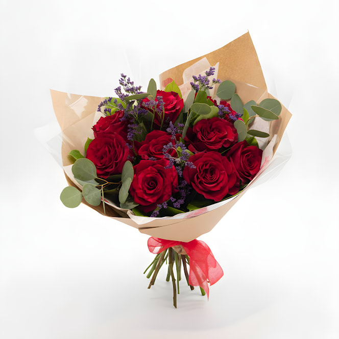Wrapped Red Roses