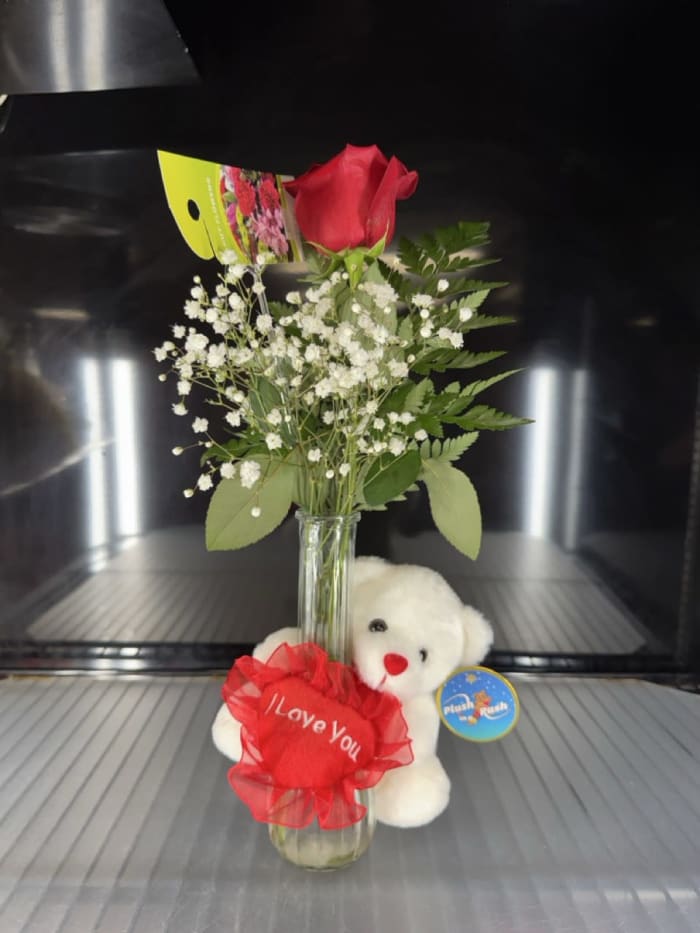 Single Rose Vase w/ Plush