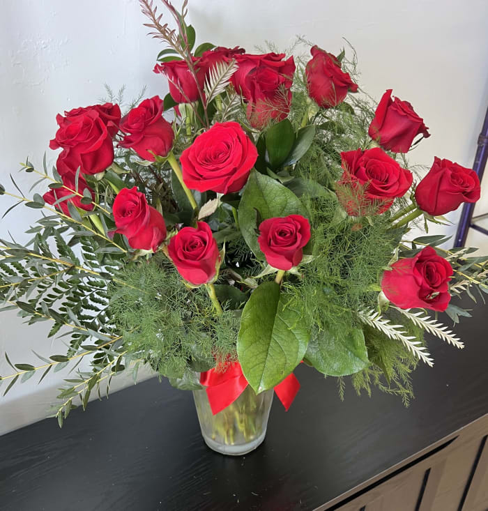 24 Red Roses in a Vase