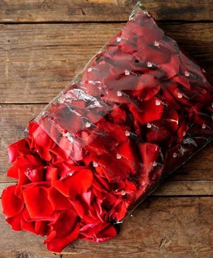 Bag of red petals
