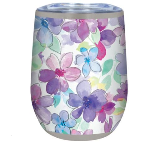 Abstract Floral 12 Ounce Stemless Wine Tumbler