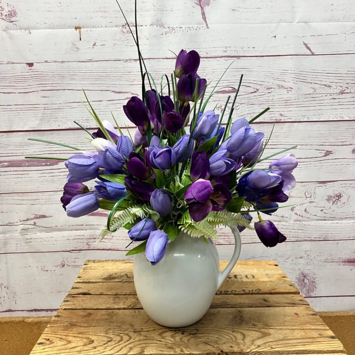 Velvet Morning Tulip Pitcher Silk (Artificial) Arrangement