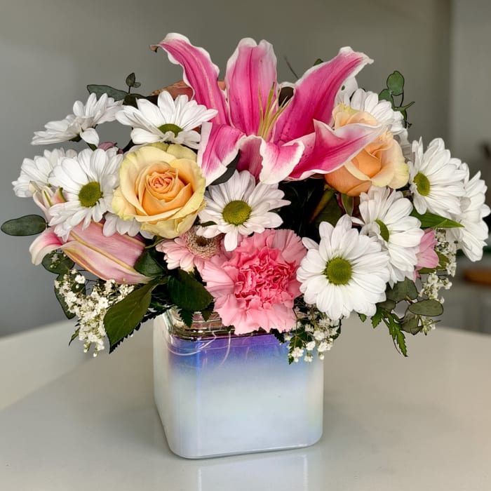 Spring Sunrise Lily & Rose Bouquet