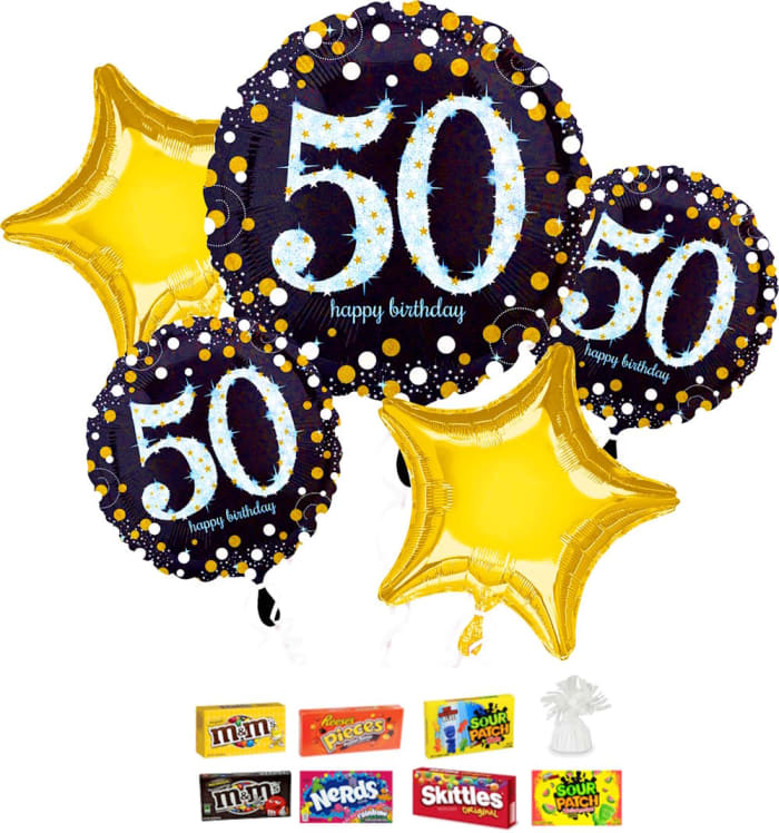 Happy 50th Birthday Balloon & Candy Bundle – Colorado Springs Delivery