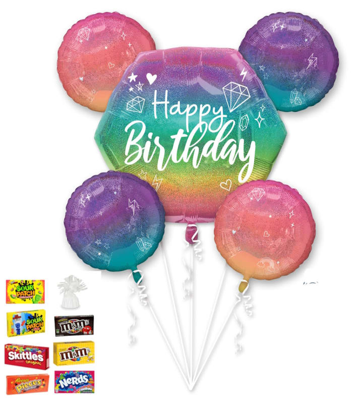 Happy Dazzle Birthday Balloon & Candy Bundle – Colorado Springs Delivery