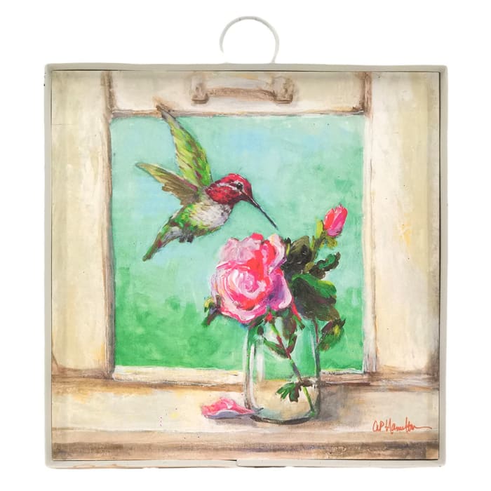 Mini Hummingbird in the Window Print