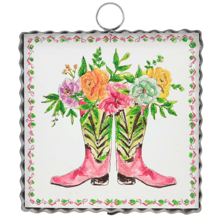 Mini Pink Cowboy Boots Print