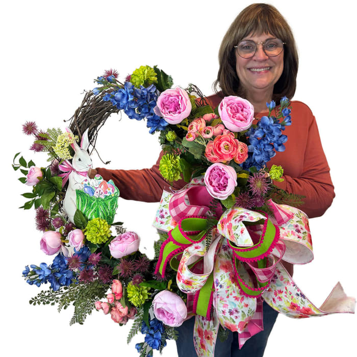 Bunny in Bloom Spring Grapevine Wreath