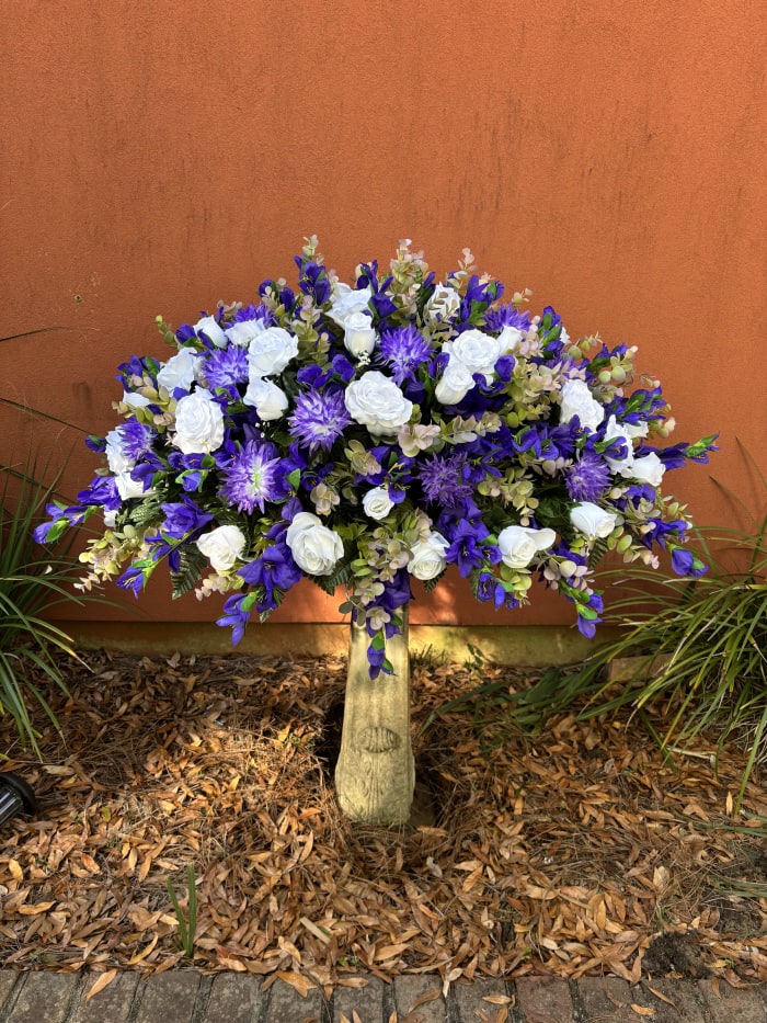 Blue Silk Casket Spray