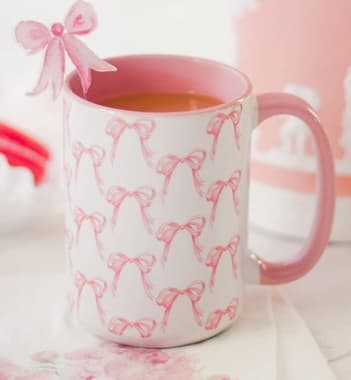 Pink Grandmillennial Bows 15oz Tall Watercolor Mug