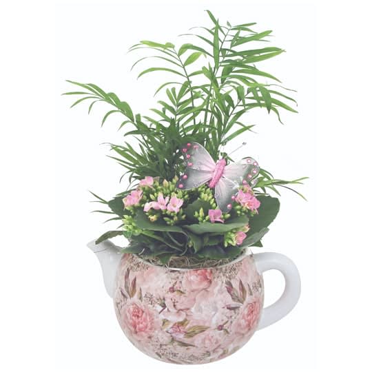Vintage Rose Ceramic Teapot 9 inch Planter