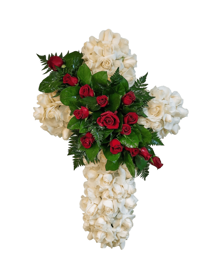 D-23 Cruz de rosas con cinta impresa