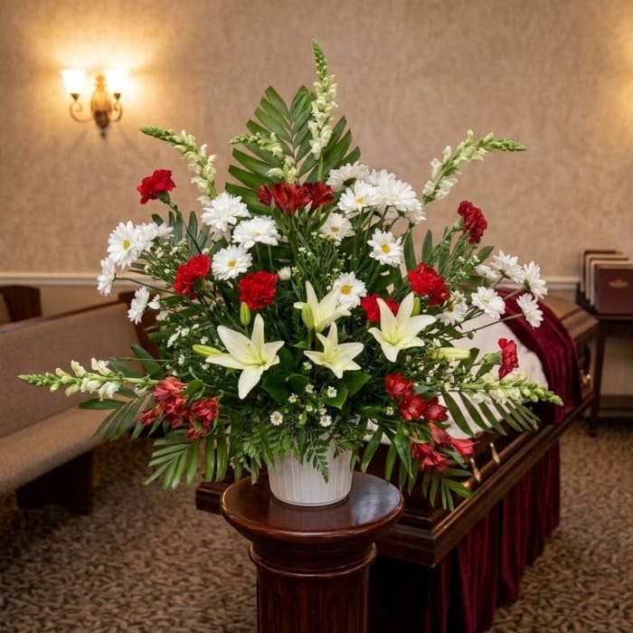 Eternal Tribute Red and White Traditional Arrangement