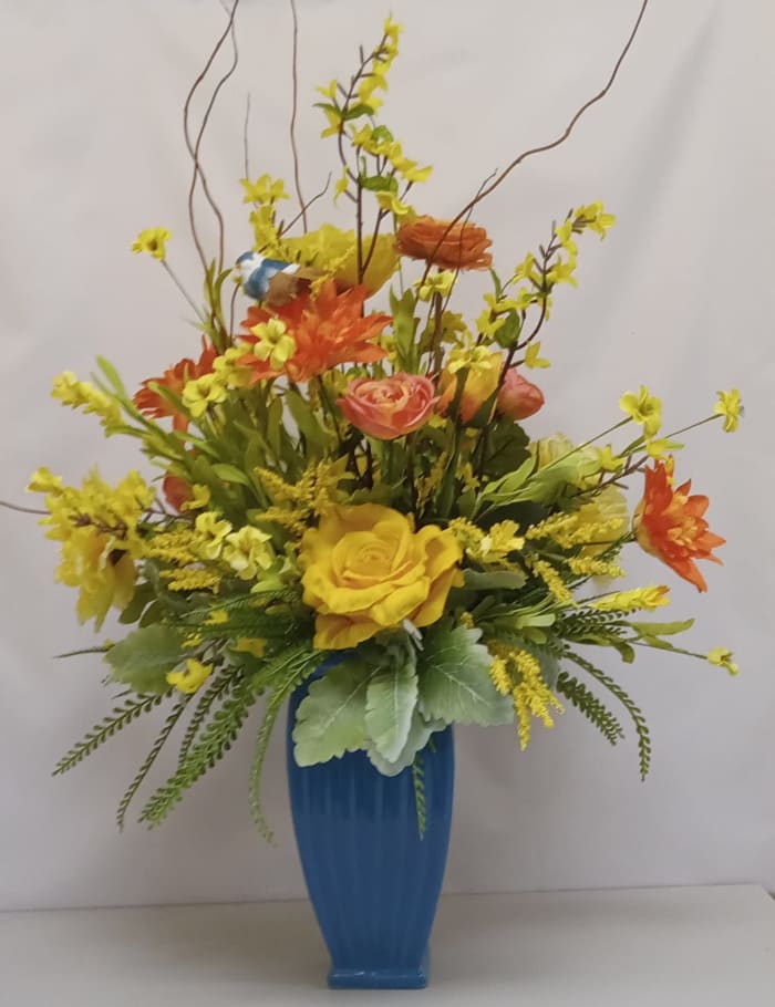 Summery Yellow Silk Vase