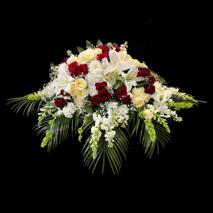 RED & WHITE CASKET SPRAY