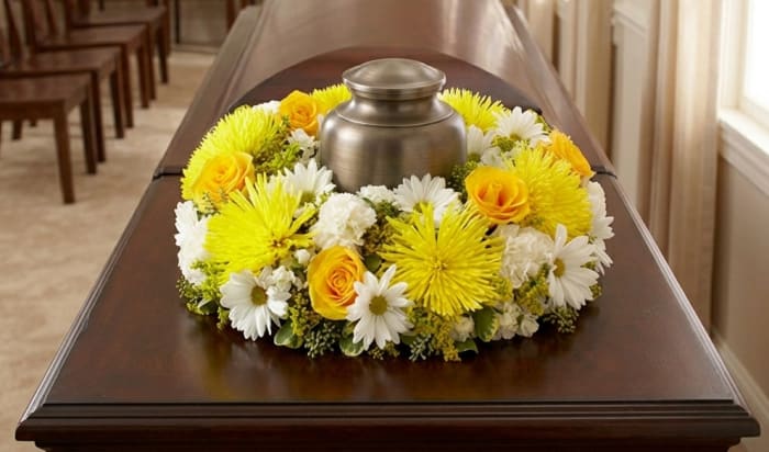 Yellow & White Cremation Wreath