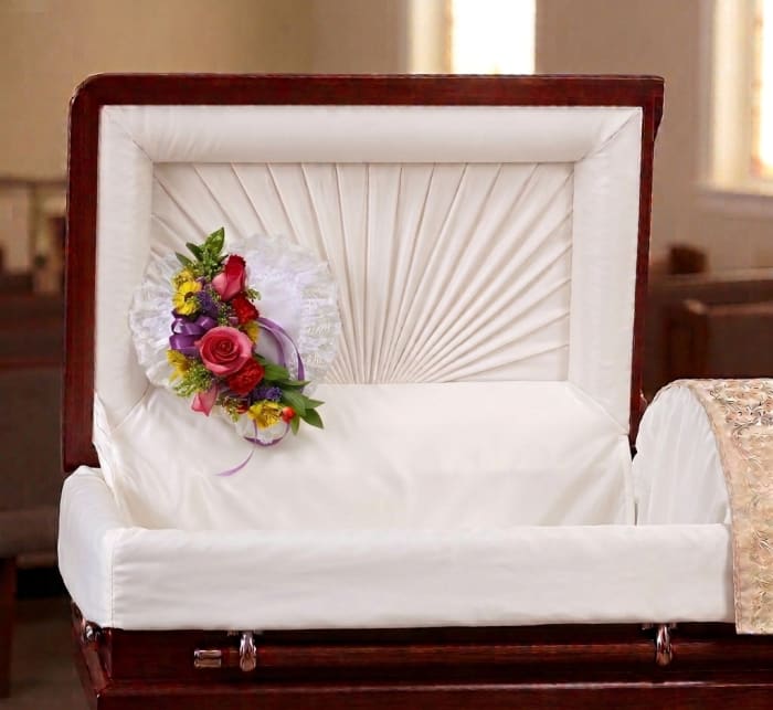 Bright Satin Heart Casket Pillow