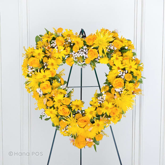 Yellow Sympathy Heart Wreath