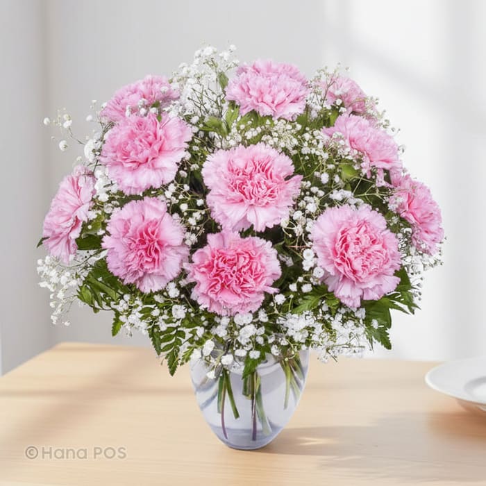 Classic Dozen Carnations Vase Arrangement