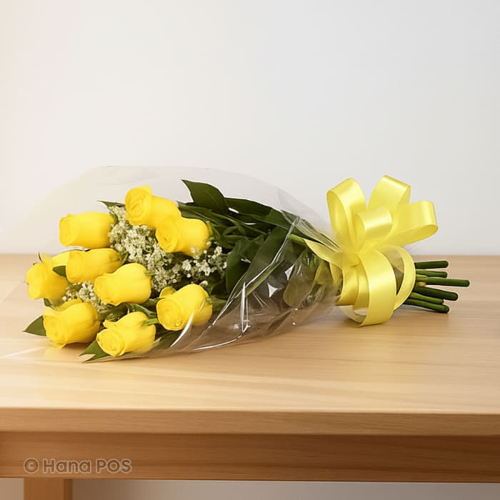 Long Stem Yellow Roses Wrapped