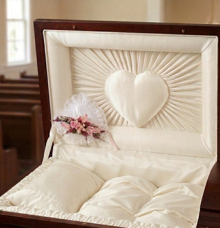 Pastel Satin Heart Casket Pillow