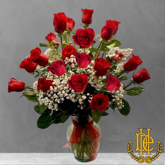 24 Roses arranged in a Vase