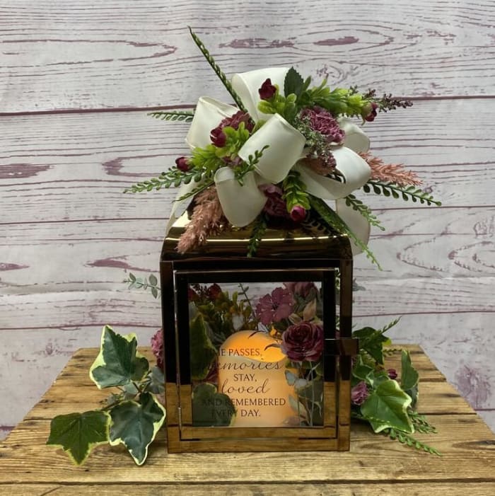 Loved & Remembered Lantern With Silk (Artificial) Floral Accents