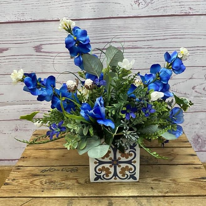 Azure and Cream Silk (Artificial) Arrangement