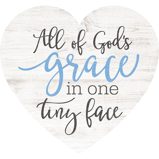 God's Grace in Blue Heart Shape (Easel)
