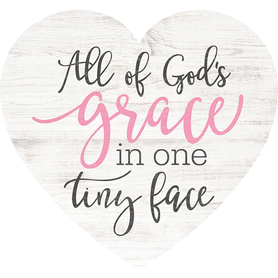 God's Grace in Pink Heart Shape (Easel)