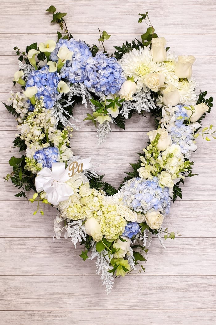Saphire & White Heart-shaped Wreath