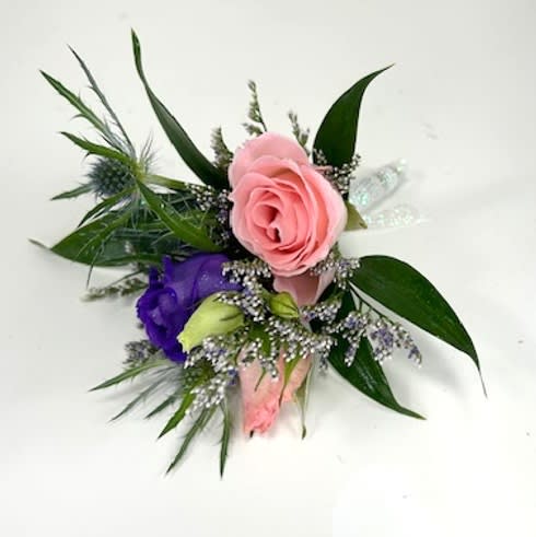 Lisianthus and Roses Boutonniere