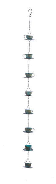 Green Patina Teacup Rain Chain