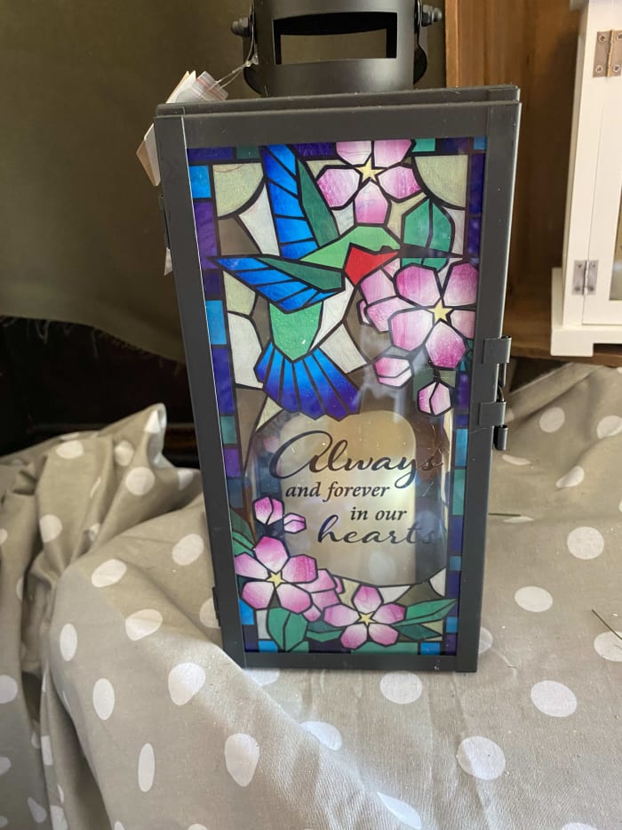 stain glass humming bird lantern