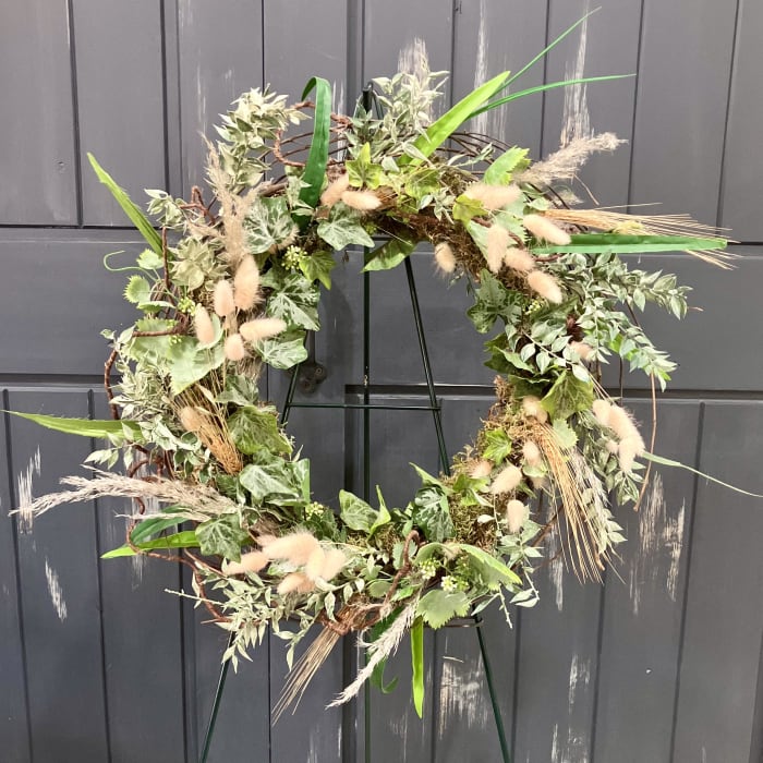 Organic bunny tail wreath
