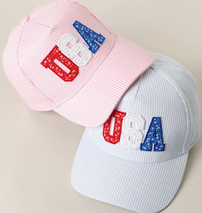 USA Letter Patch Striped Trucker Hat