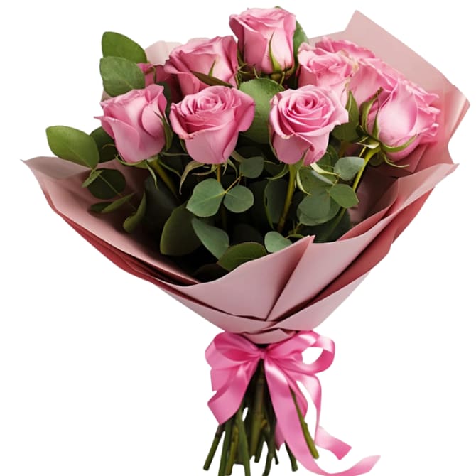 Wrapped Roses Bouquet - Greens Only - No Filler
